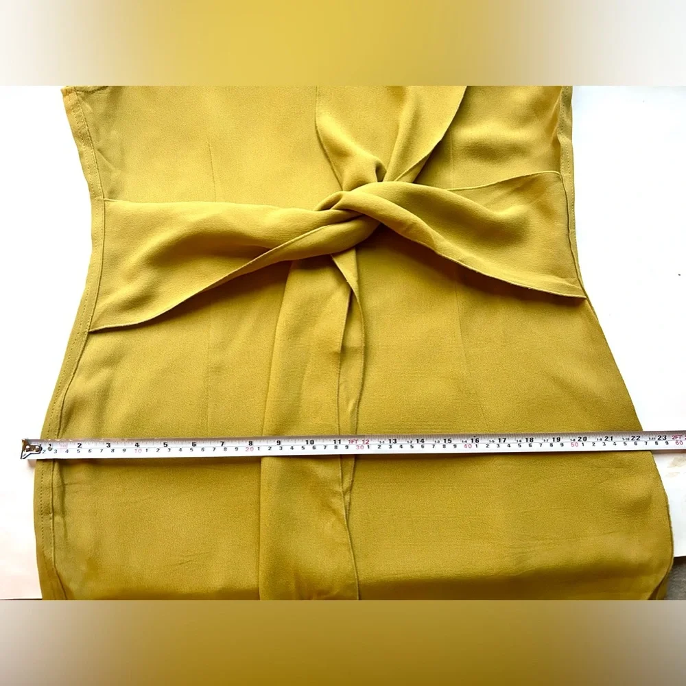 ARKET Crêpe Knot Dress - Mustard yellow Size large midi - Picture 9 of 14